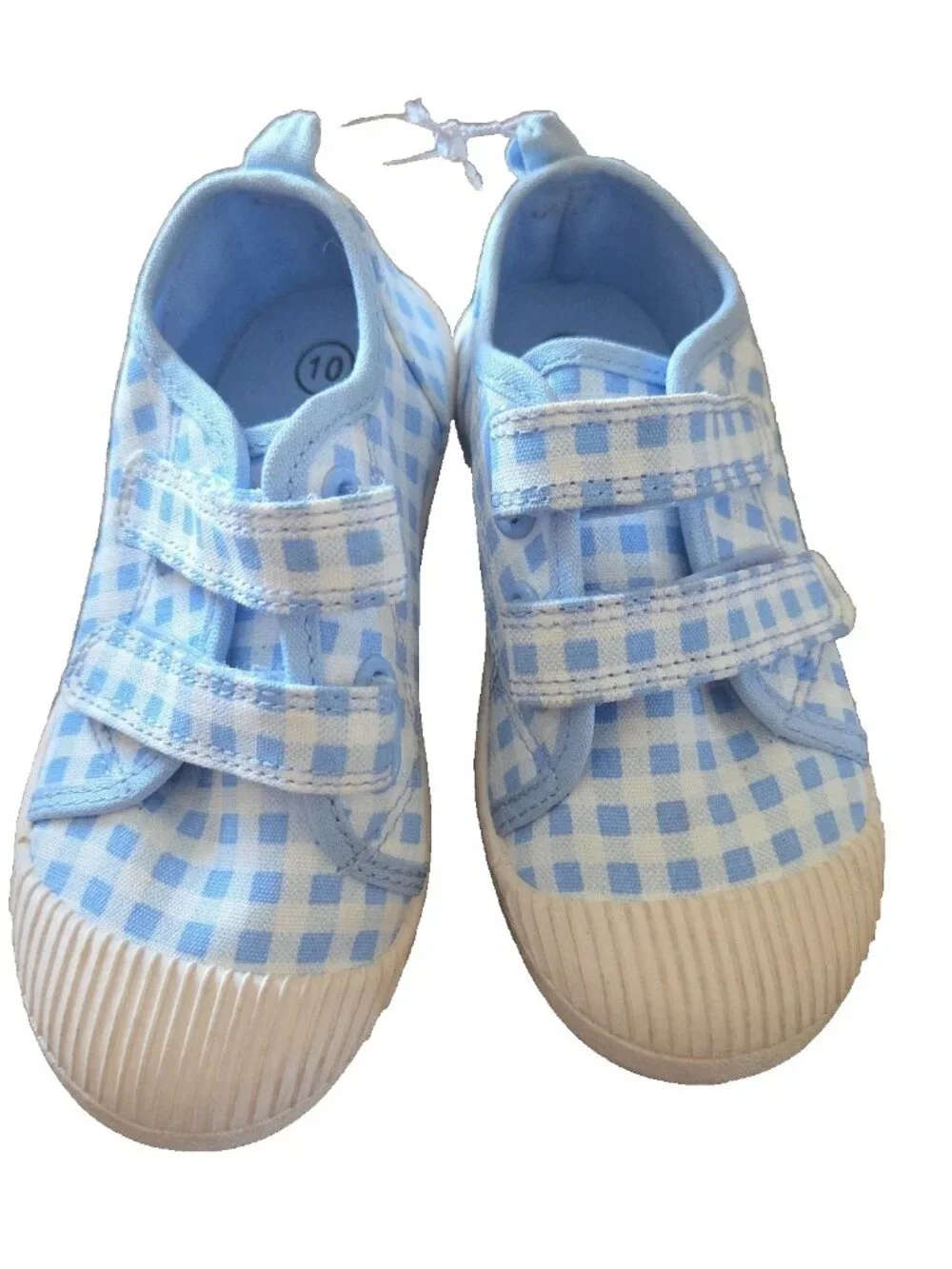 Cat & Jack Blue Gingham Canvas Sneakers Toddler Size 10 New
